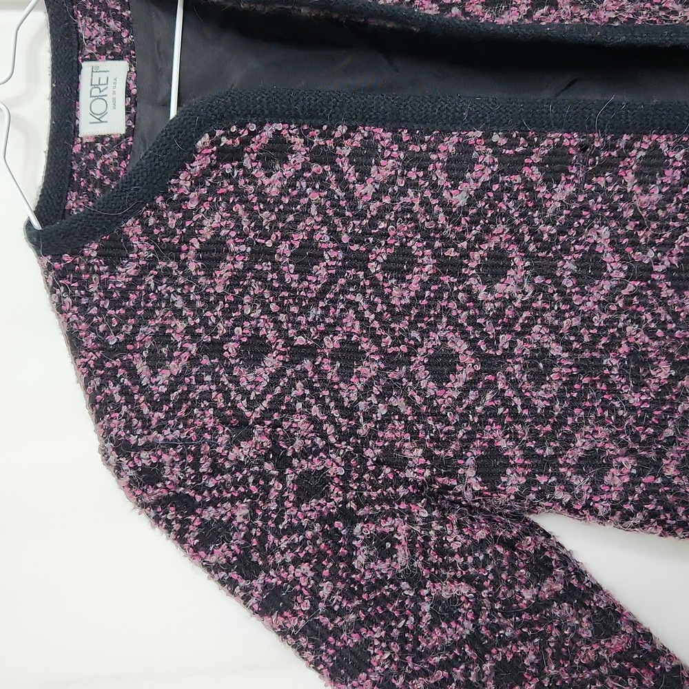 Koret Womens Vintage Wool Blend Blazer Size S Black/Pink/Gray Textured Weave Bus